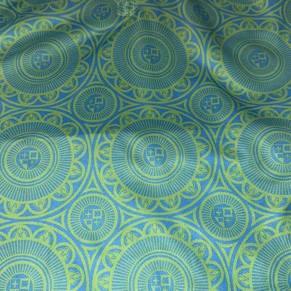 Gretchen Scott women’s size large green/blue long sleeve pull-over with 1/4” zip - Picture 3 of 4